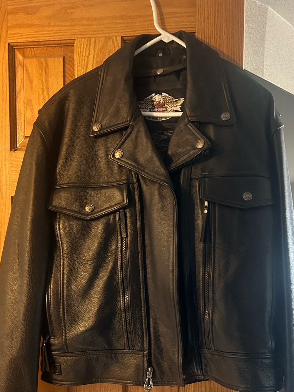 Harley-Davidson Black Leather Bomber Jacket! XL